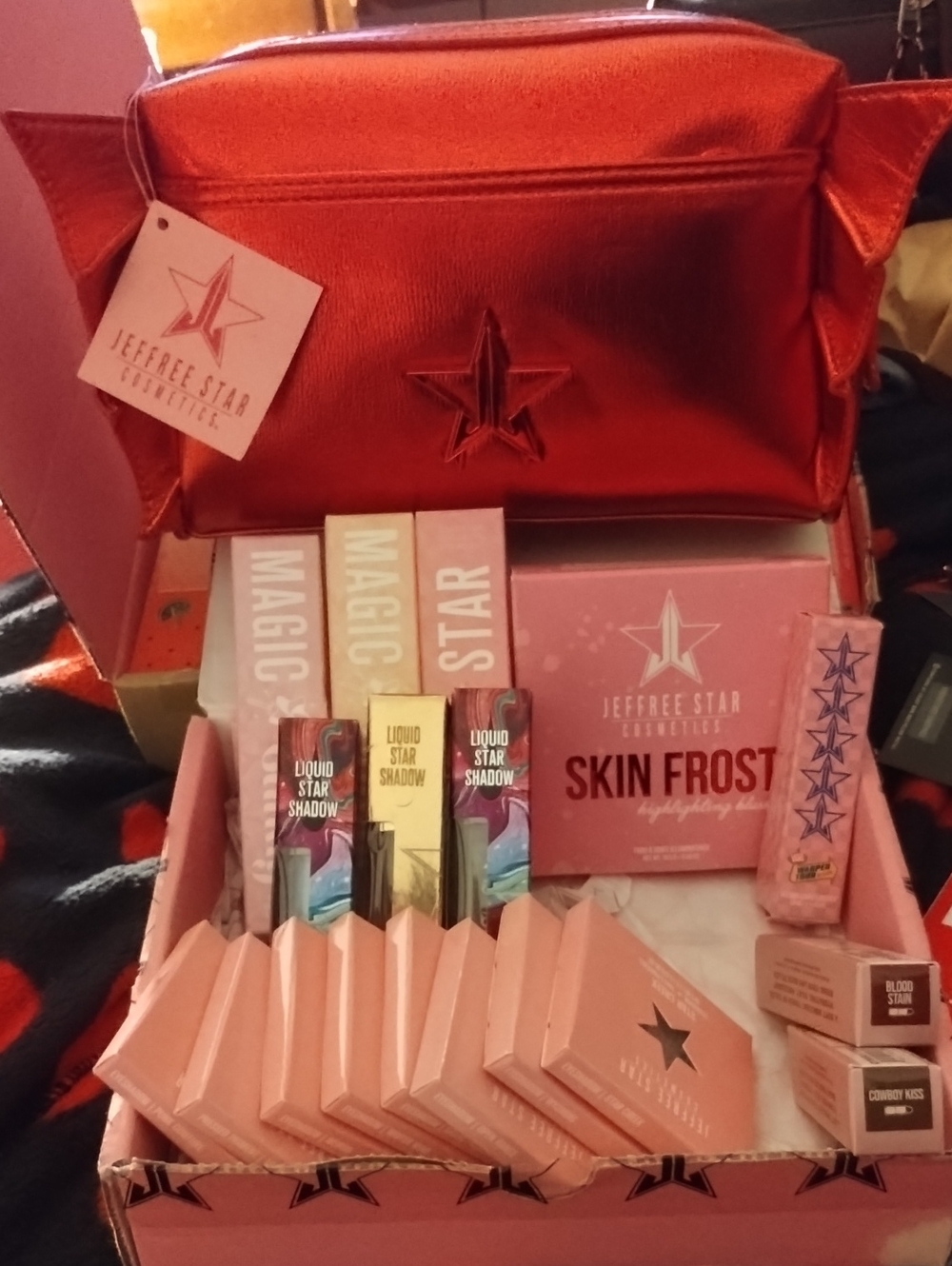 Jeffree Star Makeup Lot New Metallic Red Makeup Bag Included. All NWT.